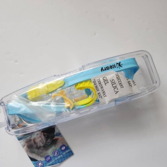 Keary Swimming Goggles Anti-Fog UV Protection Adjustable Strap Blue & Yellow - Picture 4 of 7